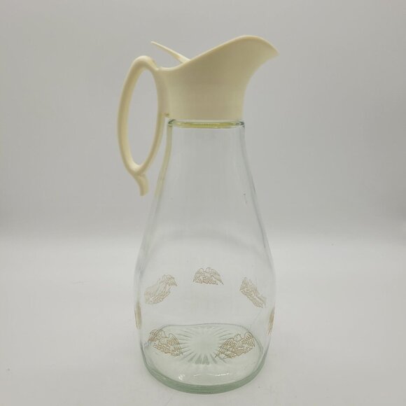 Vintage Log Cabin Syrup Pitcher with Golden Eagle Logo EUC - Picture 1 of 9
